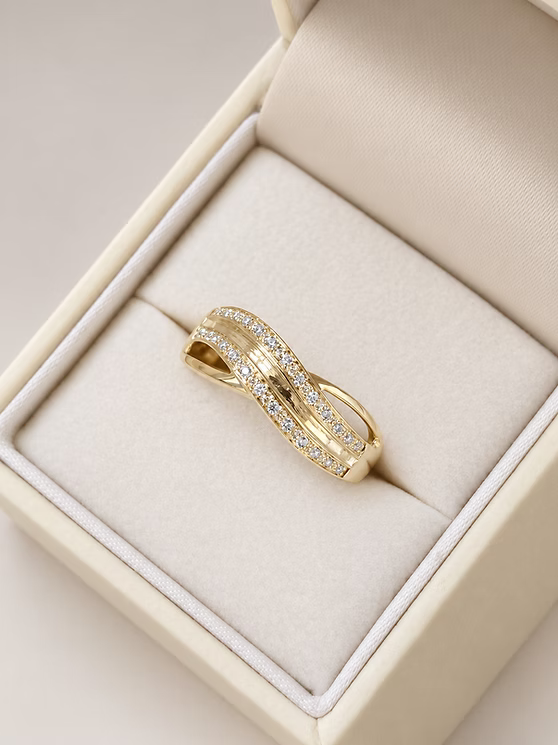 Solid 9ct Gold Wave of Love Ring
