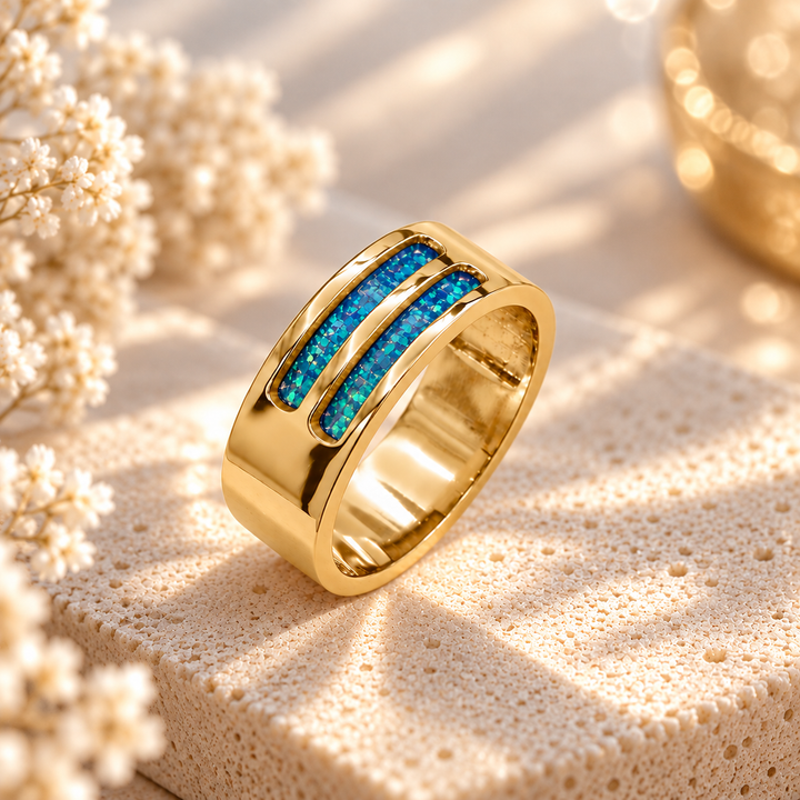 9ct Gold 7mm Half Channel Ring