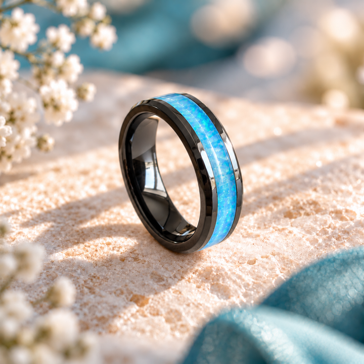 Black Ceramic Channel Ring