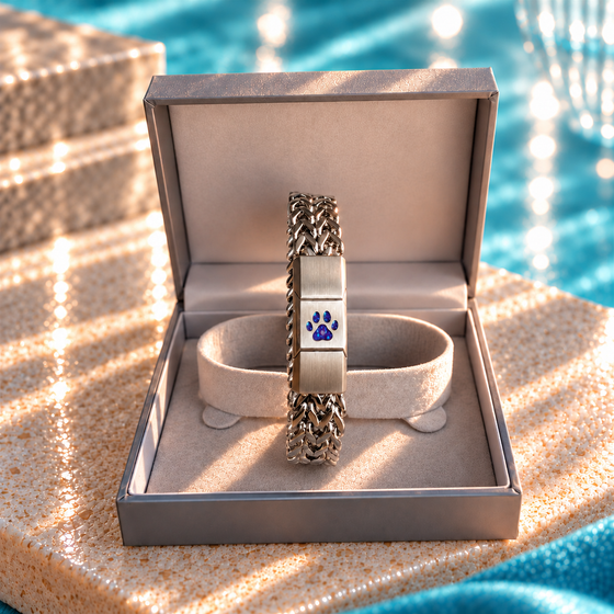 Mens Stainless Steel Pawprint Bracelet (Engravable)