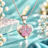 Pawprinted Heart Stainless Steel Pendant