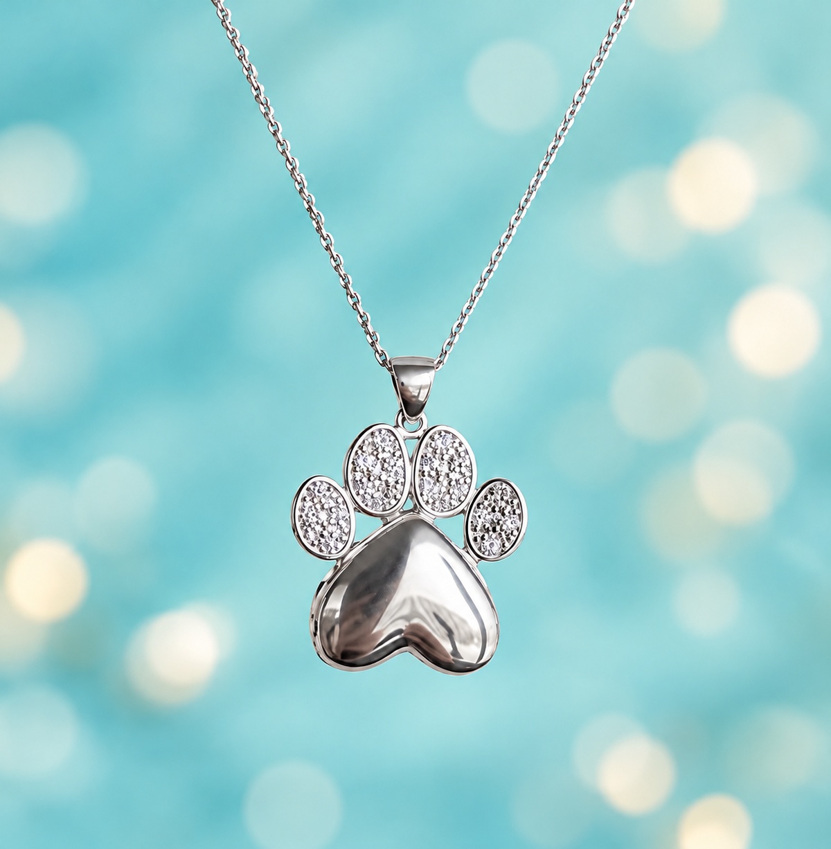 Solid Silver Faithful Friend Paw Locket Pendant