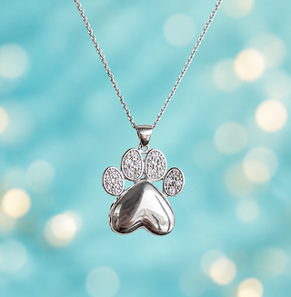 Solid Silver Faithful Friend Paw Locket Pendant
