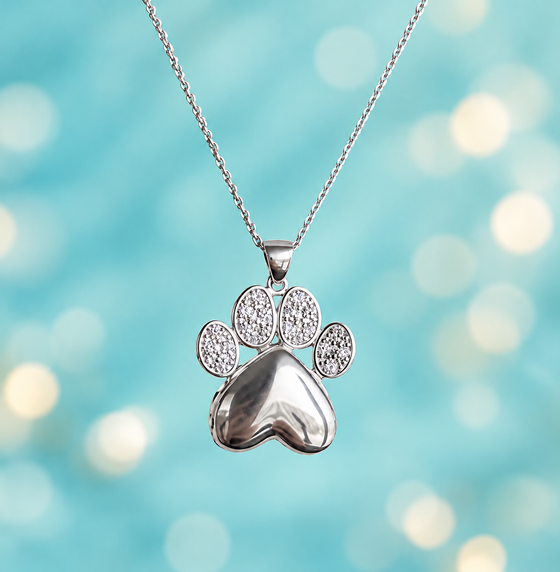 Solid Silver Faithful Friend Paw Locket Pendant
