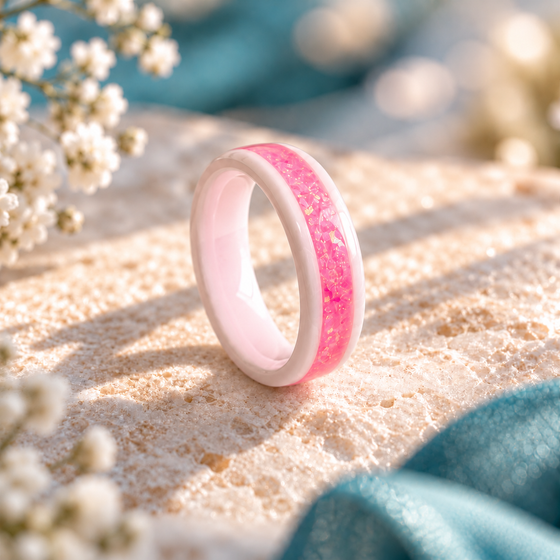 White Ceramic Channel Ring