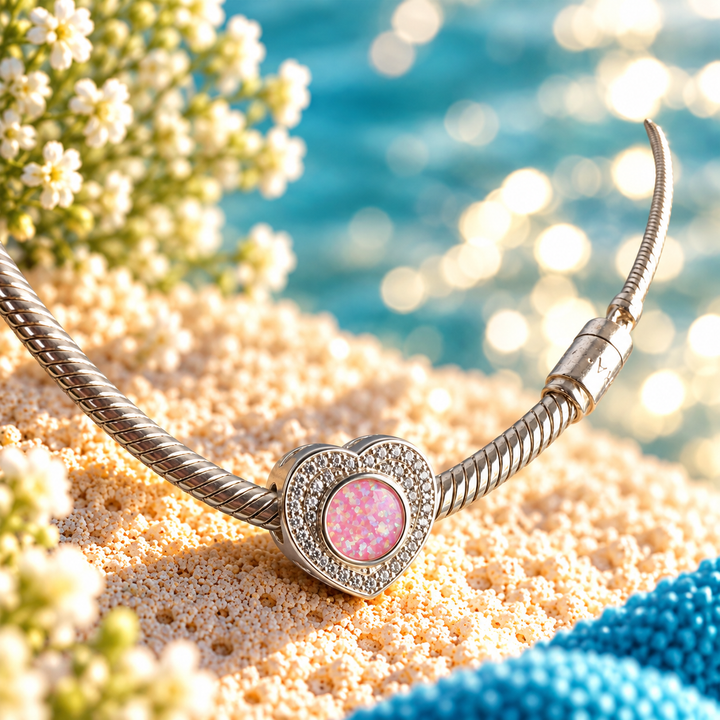 Sparkling round heart charm