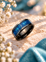 Mens Black Ceramic 8mm Channel Ring