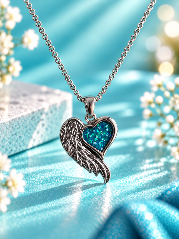 Angel Wing Heart Stainless Steel Pendant